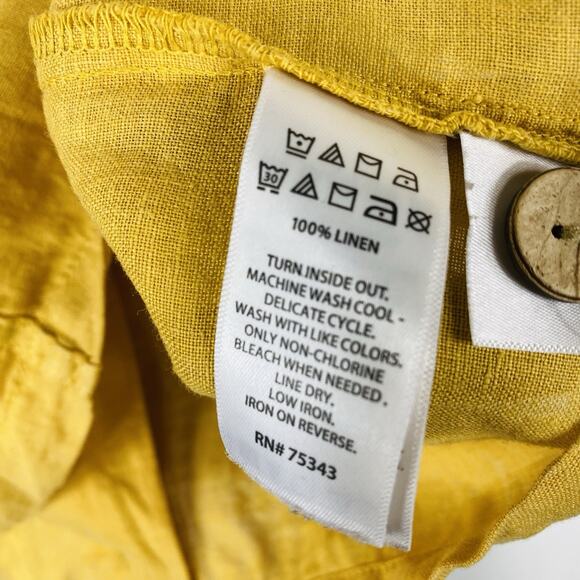 C&C California Size XS 100% Linen Short Sleeve Button Back Top Yellow - Picture 4 of 4